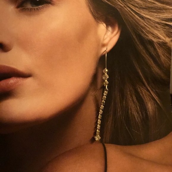 Neiman Marcus Long Crystal Line long Drop shoulder skim style Earrings - Picture 4 of 9